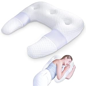 SAHEYER U-Forme Oreiller Ergonomique, Oreiller Orthopédique Anti Douleur en Mousse à mémoire de Forme, Oreiller Ergonomiques pour Le Cou Soulager la Pression Cervicale Oreiller pour Le Sommeil