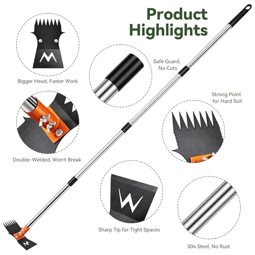 Weed Puller Tool & Garden Hoe, 60 Inch Long Handle, Heavy Duty Weed Remover by ZORSHUY - Used condition - Image 4