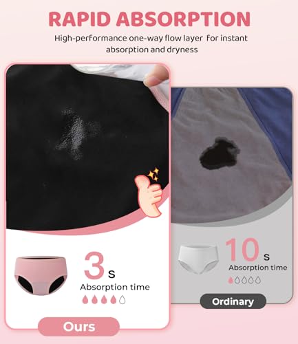 BAMBOO COOL Teens Girls Period Underwear Wider Lining Instant Absorption Menstrual Leakproof Briefs Soft Breathable Panties4