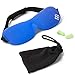 Sleep Mask by Bedtime Bliss - Contoured & Comfortable with Moldex Ear Plug Set. Includes Carry Pouch for Eye Mask and Ear Plugs - Great for Travel, Shift Work & Meditation (Blue)