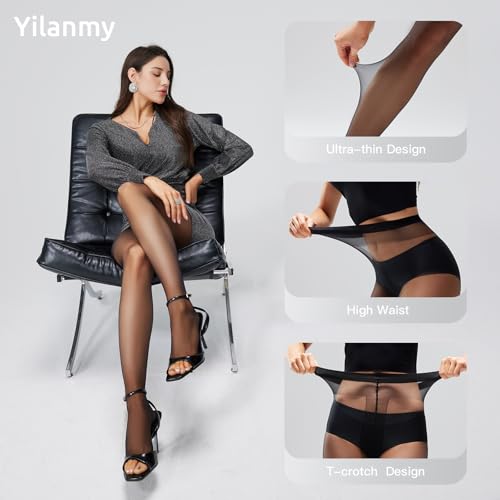 Image of Yilanmy Toeless Pantyhose for Women 3 Pairs 10D Ultra Thin Sheer Tights Without Toes Open Toe Stockings for Sandals