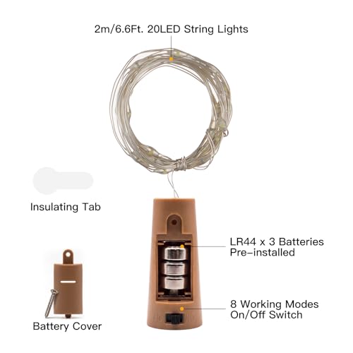 Image of Brightown 10 Pack Wine Bottle Lights with Cork, Multicolor