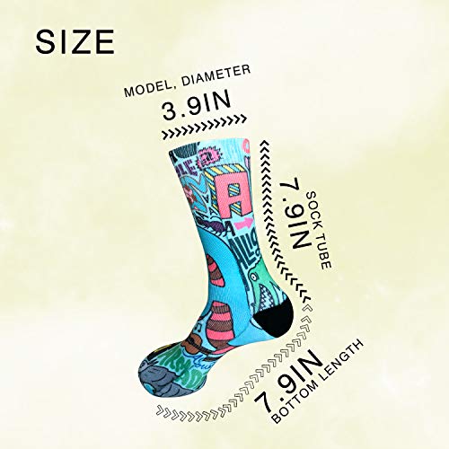 Image of ULQUIEOR Women's Alphabet Animal Graffiti Pattern Cotton Comfort Moisture Wicking Extra Heavy Cushion Athletic Crew Socks