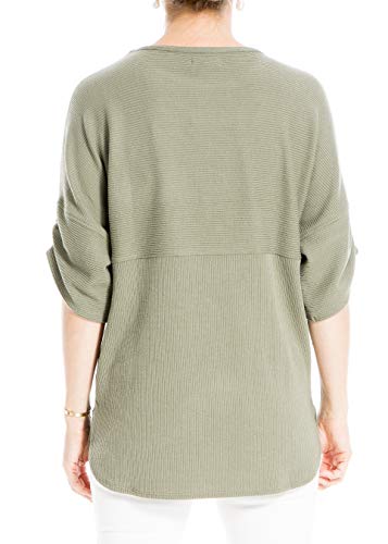 Max Studio Women's Ruched Sleeve Rib Knit Pullover, Lichen, Medium #TOP3