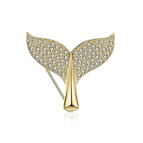 Image of Tail Brooch Pin Corsage, Sweater Dress Shawl Elegant Jewelry Accessory Decor for Wedding Birthday Party Christmas Gift (Gold)