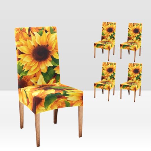 XIUCOO Stretch Chair Covers Protector Comfort Soft Seat Covers Slipcovers for Dining Room Party(Set of 4)