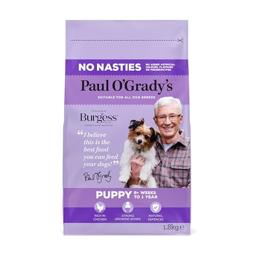 Paul O'Grady, No Nasties Puppy Chicken Dry Dog Food, 7.2KG - Suitable For All Puppy Dog Breeds (4 Packs of 1.8KG)
