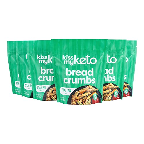 Kiss My Keto Bread Crumbs Italian Seasoned - Zero Carb Breadcrumbs (0g-Net) | Low Sodium, Low Carb Breadcrumbs Italian | Sugar Free, 6g Protein / Serving, Soy Free - Contains Vital Wheat Gluten