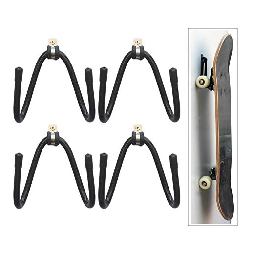 YYST Skateboard Wall Mount Wall Hanger Rack Storage Display - W/ Hardware - No Board Included - W Style - 4/PK