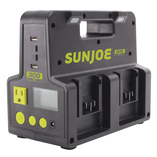 Sun Joe 24-Volt iON+ Cordless Inverter Generator with AC Adapter, 2.7-Amp AC Receptacle, and 3-Watt LED Spotlight