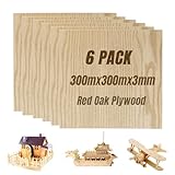 6 placas de madera contrachapada, tablero de madera contrachapada de roble rojo, tablas de madera vacías de 1/8 x 12 pulgadas x 12 pulgadas, placa de madera contrachapada Bubinga, placas de madera sin