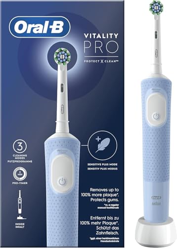 Oral-B Pro Vitality Elektrische Zahnbürste, Blau, mit 1 Bürstenkopf, entworfen von Braun - Afbeelding 3