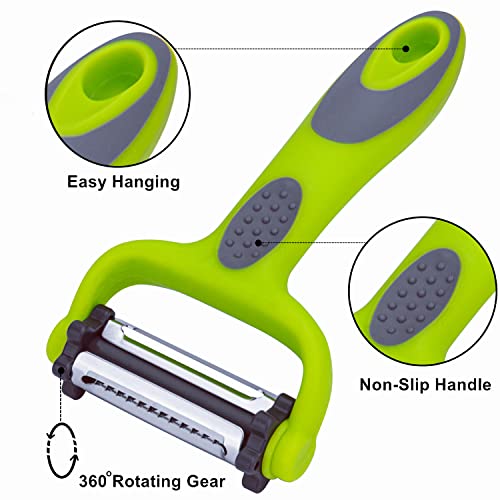 Jianyi 3 In 1 Swift Julienne Vegetable Peeler, Carrot And Potato Peeler With Rotating Serrated Straight And Julienne Stainless Steel Slicer Blades #TOP1