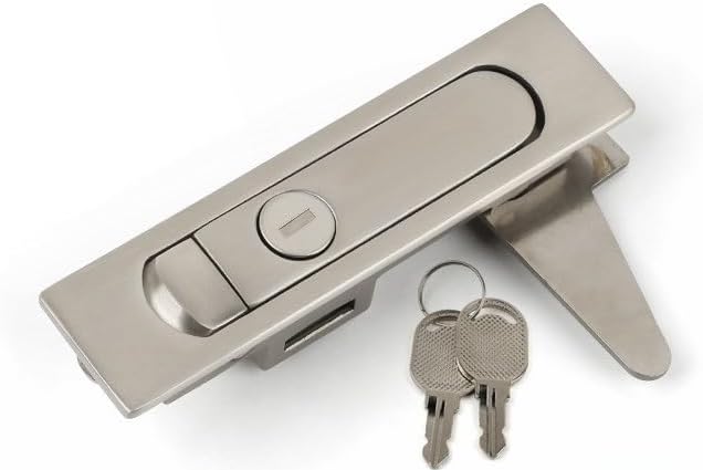 MS730-1-2 Flat Door Lock Hardware Industrial Door Button Bounce Lock Electrical Box Cabinet Door Lock Hardware Accessories(Stainles(Key) 1pcs)