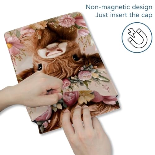 Funda para portátil contra arañazos de 13.5 pulgadas Highland Cow Flowers evita golpes 2