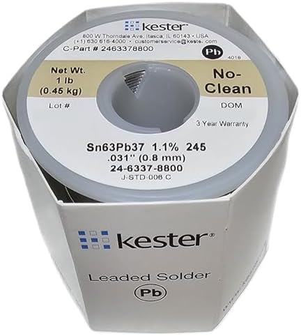 Kester 24-6337-8800 50 Activated Rosin Cored Wire Solder Roll, 245 No-Clean, 63/37 Alloy, 0.031" Diameter