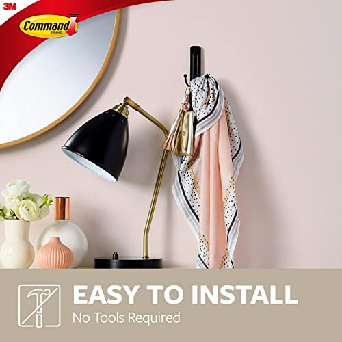 Command Large Wall Hooks, Damage Free Hanging Wall Hooks With Adhesive Strips, No Tools Double Wall Hooks For Hanging Christmas Decorations, 1 Black Plastic Hooks And 1 Command Strips #TOP1