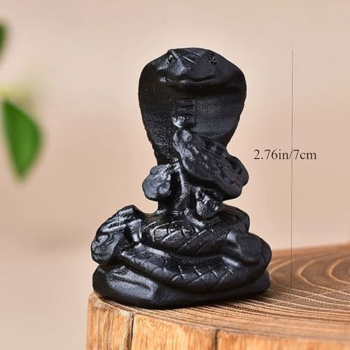 Statue miniature serpent obsidienne noire idée cadeau artisanale unique - 3