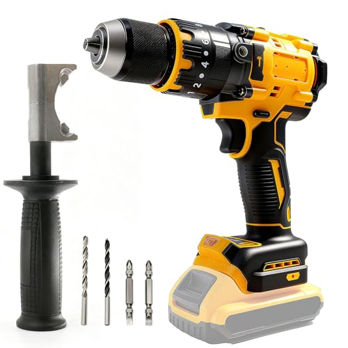VOYSILI Cordless Brushless Hammer Drill, Compatible with DeWalt 20V Max Lithium Battery (No Battery), 1/2' Power Hammer Drills | Heavy-Duty 3-Mode Hammer Drill for Concrete, Metalworking & Home