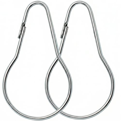 Metal Shower Curtain Rings Steel Round Hooks Ring (24 Pack) 2.7 Inch Rustproof for Bathroom Showers Rod (Silver)