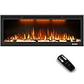 Dreamflame 50" Electric Fireplace, Recessed Wall Mounted Fireplace Heater with Remote Control, 750/1500W, 0-9H Timer, Black Low Noise Chimenea (50in)