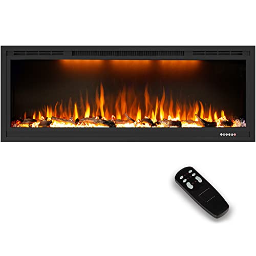 Dreamflame 50″ Electric Fireplace, Recessed Wall Mounted Fireplace