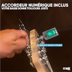 Max Gigkit Basse Electrique, Kit Complet Ampli 40 Watts, Housse, Stand, Cordes de Rechange, Accordeur, Sangle, Câble Jack et Médiators, Idéal pour Musicien Débutant ou intermédiaire – Sunburst - Les Beatles, Paul McCartney, John Lennon, RIngo Starr, George Harrison Max Gigkit Basse Electrique, Kit Complet Ampli 40 Watts, Housse, Stand, Cordes de Rechange, Accordeur, Sangle, Câble Jack et Médiators, Idéal pour Musicien Débutant ou intermédiaire - Sunburst – Image 3