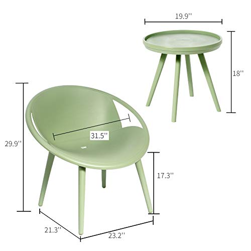 3 Piece Outdoor Patio Furniture Set - Modern chairs Plastic Heavy-Duty Waterproof No Rust Chairs Coffee Table Balcony Front Porch Garden Backyard Poolside Bistro Set All-Weather Conversation Sets