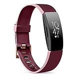 AK Soft TPU Wristbands Compatible with Fitbit Inspire 2/HR/Inspire/Ace 2 Bands, Sports Waterproof Wristbands for Fitbit Fitness Tracker (Wine Red, Small)