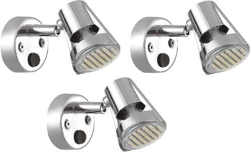 Gold Stars RV Reading Light MR16 Base LED Bulb 12v (Chrome Finish) 3 Pack