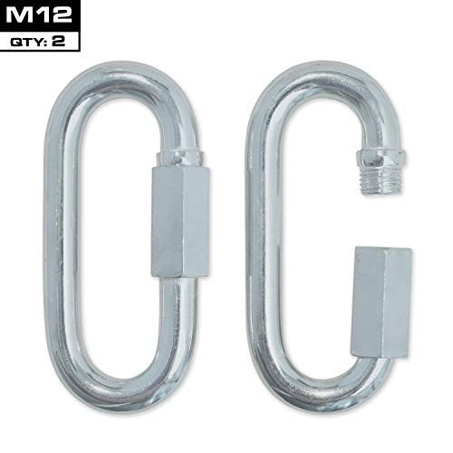 Meister Quick Link Schraubverschluss-Karabiner, verzinkter Stahl mit Gewinde-Sechskantanschluss, M12 (10,7 cm) x 2 Stück