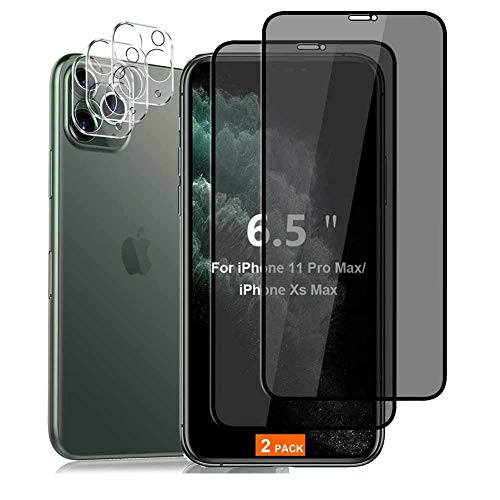 XINXIUTU Protector Pantalla para iPhone 11 /iPhone XR 6.1" Cubierta de película de Cobertura Completa Anti-espía con Lente de cámara 2 Paquete Cover