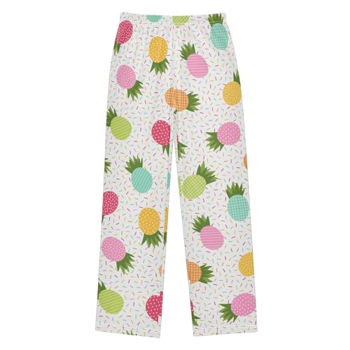 ZZXXB Pineapple Colorful Pattern Boys Long Pants Soft Trousers Elastic Waist Kids Lounge Bottoms with Pockets S-XL