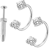 Pendientes de aro para la nariz para mujer, joyas para labios y orejas, así como accesorios de moda, anillo para la nariz de herradura con doble piedra preciosa, para el día a día y para el día a día