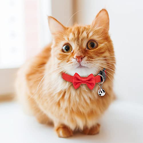 Cat Collar Quick Release Safety Collars Adjustable Kitten Collar with Bell and Detachable Bow Tie for Kitten Cats Puppy Small Pets 6 Pack - Image 2