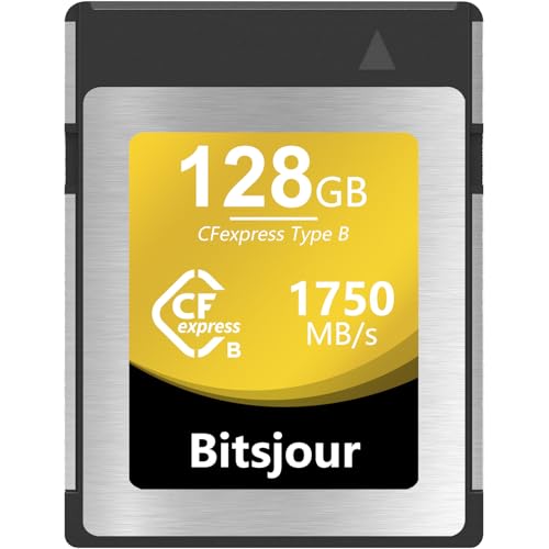 Bitsjour CFexpress Tipo B 128GB, Raw 4K 8K Vídeo y Fotos, Tarjeta de Memoria CF Express Type B para Cámaras DSLR Videocámaras, para Canon EOS R3/R5/R5C, para Nikon Z6/Z7/Z9/D5/D6