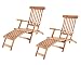Produktbild SAM 2er Set Teak-Holz Deckchair Puccon, verstellbare Sonnenliege, klappbar, ideal für Balkon, Terrasse und Garten