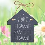Home Sweet Home Design Plaque en ardoise à suspendre en forme de maison avec 3 gravures au laser