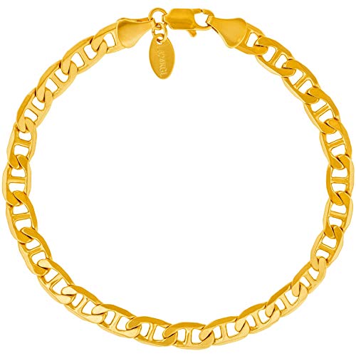 LIFETIME JEWELRY 6mm Mariner Link Chain Anklet for Women & Men 24k Gold Plated (11)