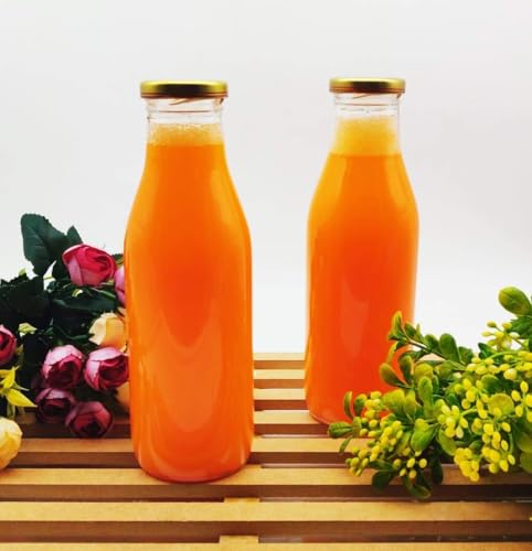 Image of Pure Source India Reusable Leak-Proof 1Litre Glass Bottle with Gold Metal Lid for Beverage & Milk Storage Container (Set of 4)