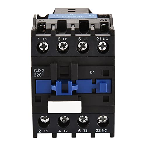 Baomain 3-Pole AC Contactor CJX2-3201 AC24V Coil, 3NO+1NC Auxiliary, 660V 3-Phase, DIN Rail Mount,for Motor Starters, Pumps, and Industrial Control Panels