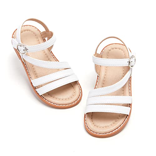 Image of ESTINE Toddler /Little Kid Girls Dress Cross Strappy Open Toe Sandals Princess Flats Summer Flower Girl Shoes