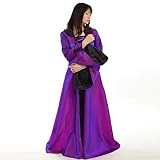 BLESSUME Średniowieczne Damskie Sznurowane Sukienka Blask Rękaw Cosplay Fantazyjny Z Kapturem Długa Sukienka (Fioletowa, XL)