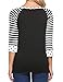 Zeagoo Women's Casual 3/4 Sleeve Loose T Shirt Raglan Sleeve Striped Tops Blouse,1_black,X-Large