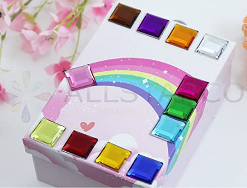 Allstarco 24Mm Flat Back Acrylic Square Gems Rhinestones Cosplay Costume Embelishments - 14 Pieces (Crystal Clear A01) #TOP4