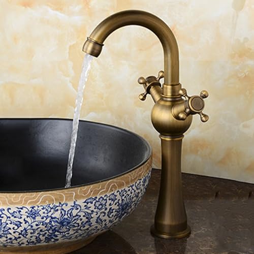 Robinet lavabo pivotant résistant aux éclaboussures double poignée