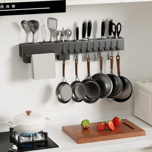 Stainless Steel Pot and Pan Hanger,Wall Mounted Pot Rack Kitchen ...