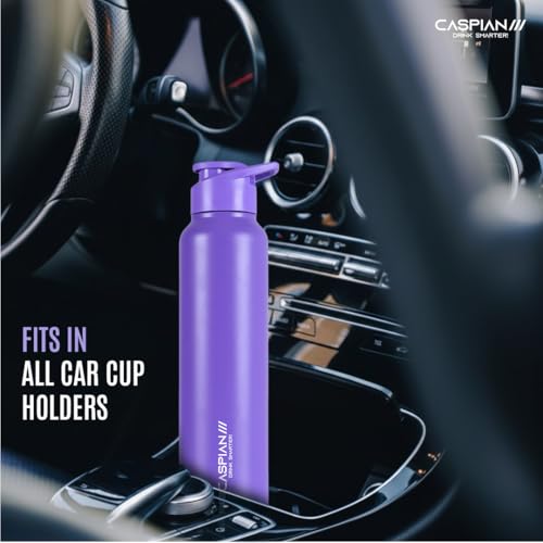 Image of CASPIAN / / / HIke ISI Certified Stainless Steel Water Bottle 1 ltr. (Cosmic Violet, 1 Litre) | Leak Proof Sipper for Fridge Home Office Travel School Kids Boys Girls Adults Sports Gym Yoga | BPA Free