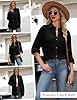 CMTOP Women Blouses Casual Long Sleeve Button Down Shirts V Neck Cotton Plain Oversized Shirt Tops Elegant Loose Fit Basic Tunic T Shirts (Black, L) #1