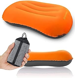 YUANYU Ultralight Camping Pillow, Compressible, Compact,Comfortable, Ergonomic Inflatable Travel Pillow with Storage Bag, for Neck & Lumbar Support for Hiking, Camping, Traveling,3.5 oz,Orange Small